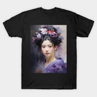 Japanese Girl in Purple With Flowers in Her Hair T-Shirt